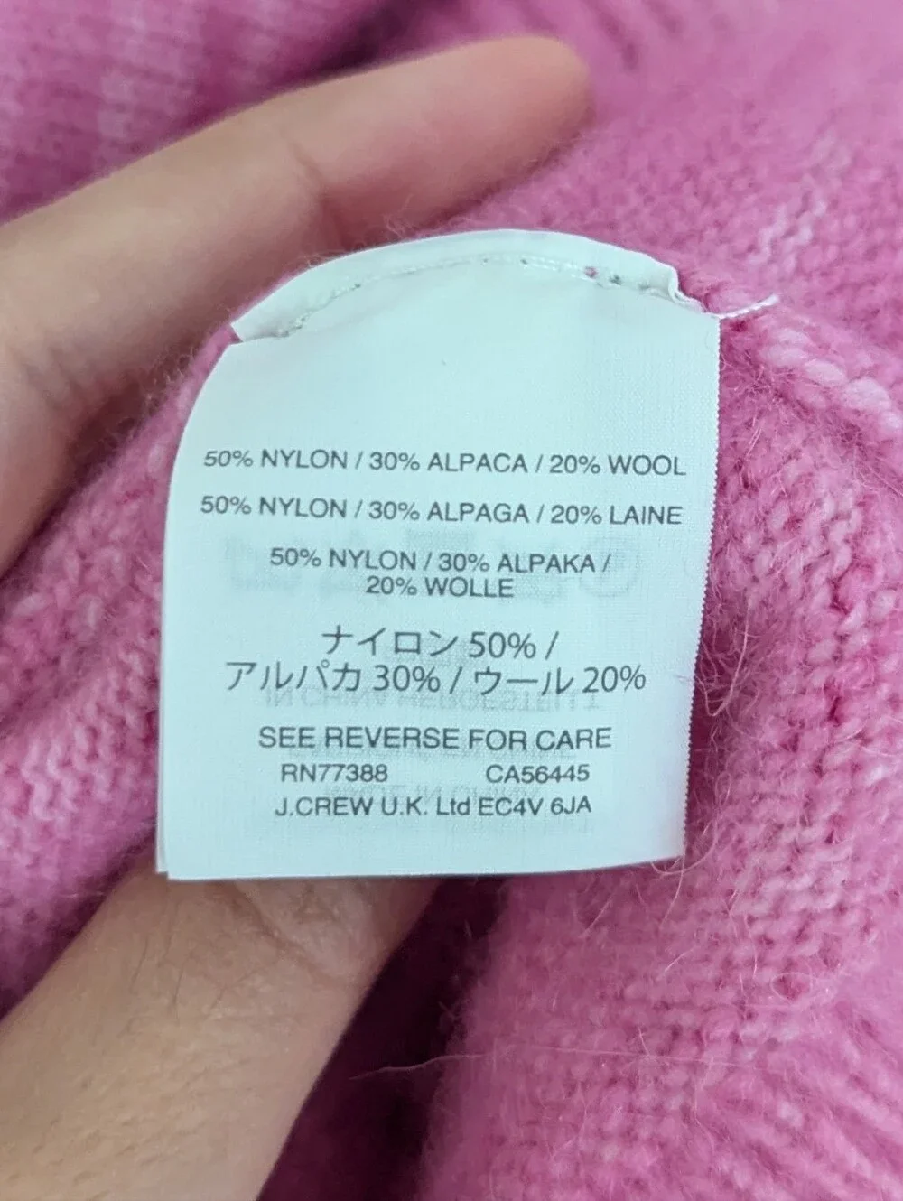 J. Crew Collection Tie Sleeve Sweater Raglan Alpaca Wool Marled Pink Small S